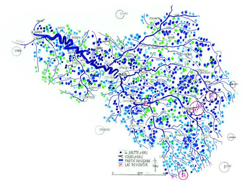 Le bassin de la Seine et ses affluents, dessin de Bertrand Warnier
