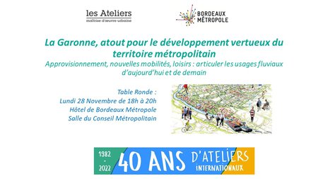 Bordeaux Métropole : Table ronde du 28 Novembre 2022 dans le cadre du cycle "Hors les murs" des 40 ans des Ateliers