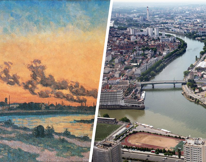 Soleil couchant à Ivry, Armand Guillaumin / Ivry et la confluence Seine et Marne aujourd'hui